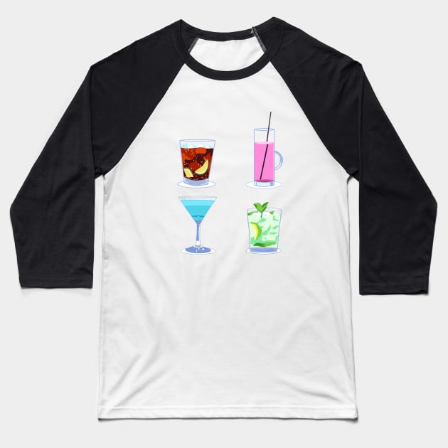 Cocktails Baseball T-Shirt by MigiDesu